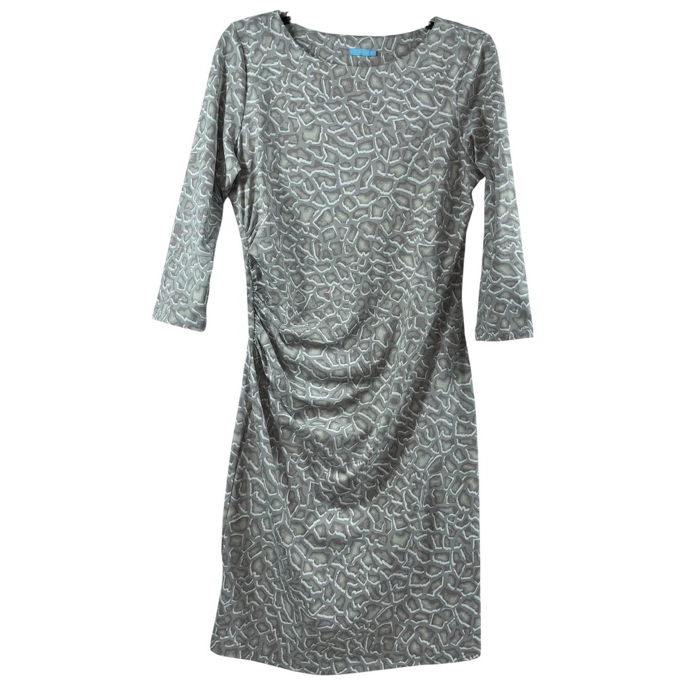 J. McLaughlin Gray Resort Wear Catalina Cloth 3/4 Sleeve Geometric Chic Size M